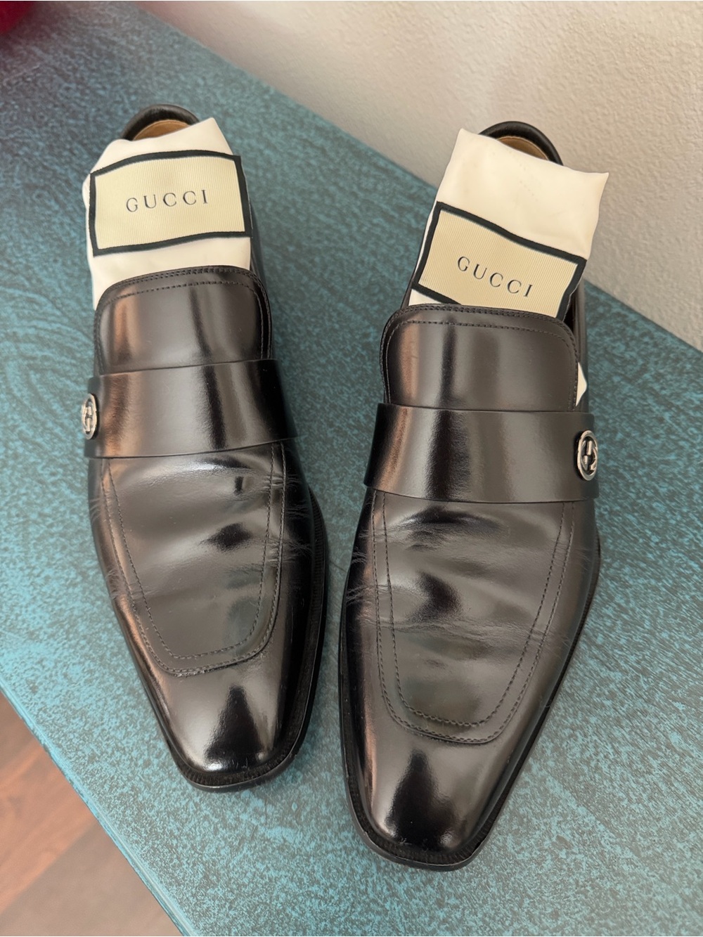 Men's GUCCI 'Broadwick' Black Leather Loafers Size US 9 UK 8